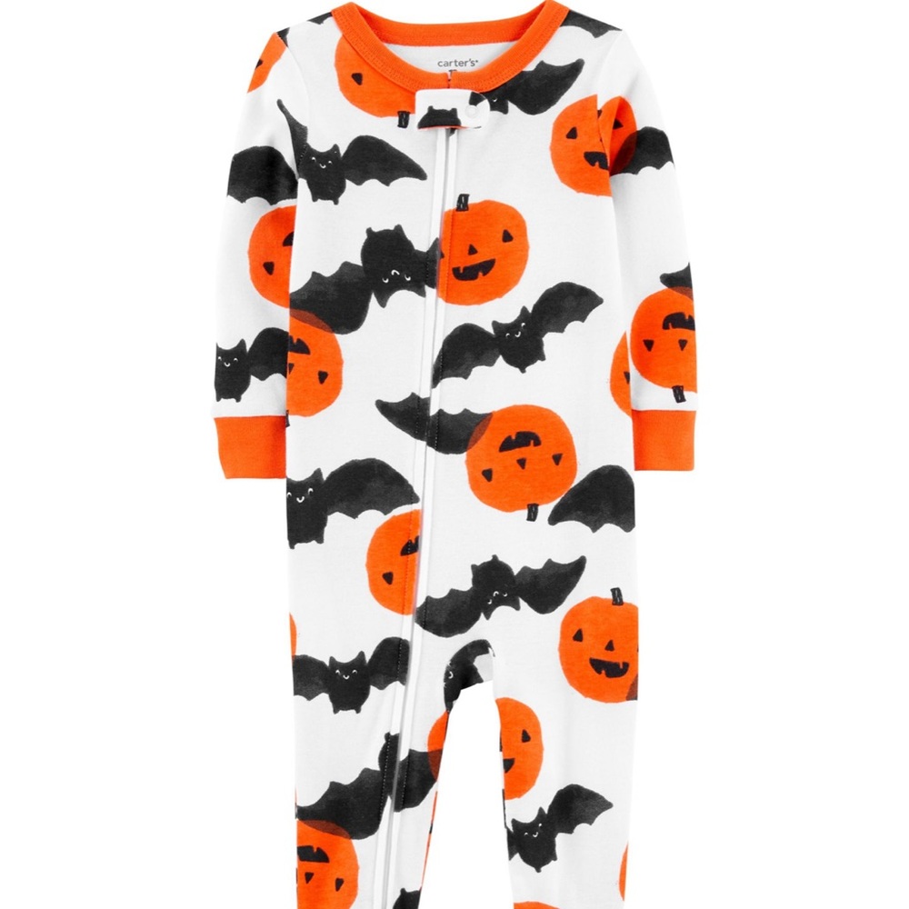 NEW Carters 12M Halloween zip-up footie outfit